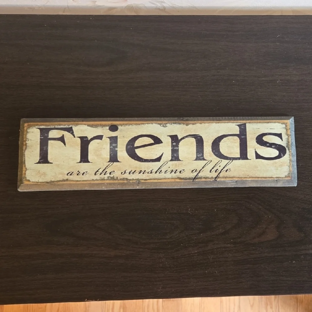Rustic Friends Wall Sign - Cream and Black